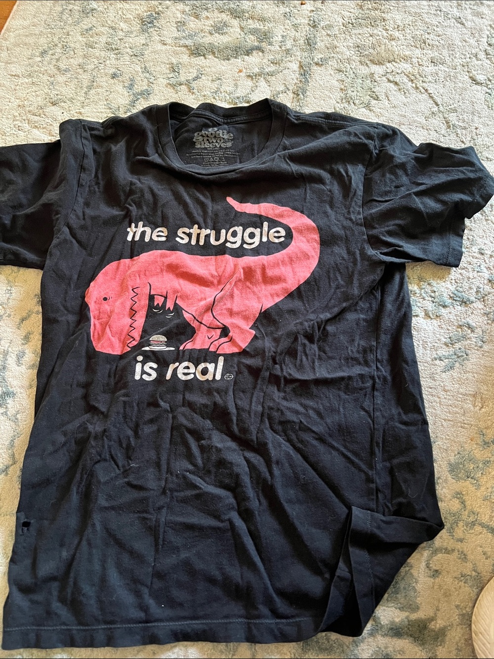 The Struggle Is Real Short Sleeve Tee - Black with Pink Graphic